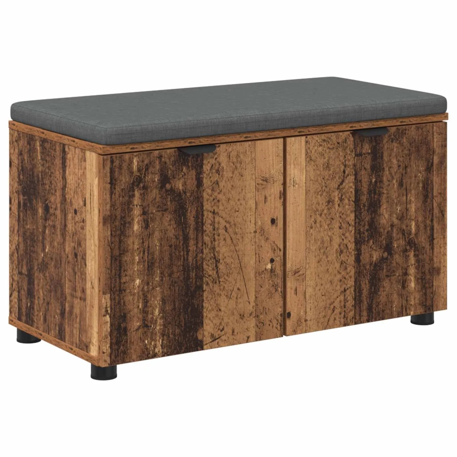 vidaXL Flurbank mit Kissen mit Regal mit Tür Altholz 80 x 38 x 46 cm 891486
