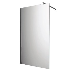 Glasdeals Walk-In Duschwand 100x200cm mit Spiegelglas und Haltestange.