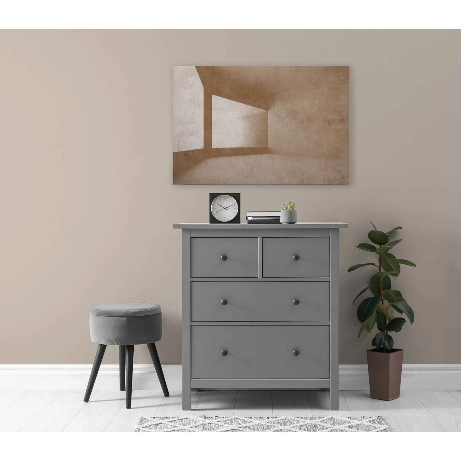 Bricoflor Leinwandbild Beige Abstrakt Modernes Wandbild Für Wohnzimmer Und günstig online kaufen