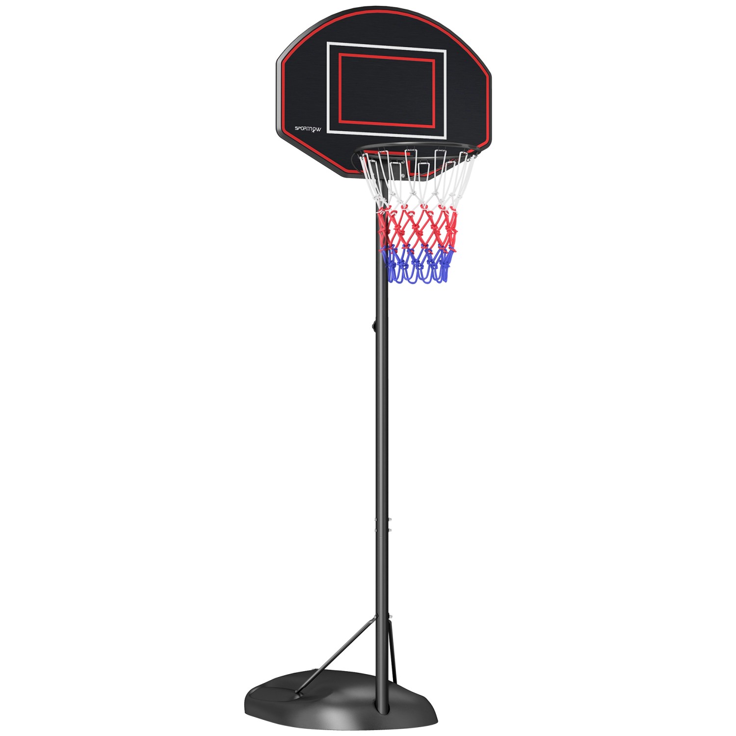 Thumbnail - SPORTNOW Basketballständer Stahl  PE Schwarz 84L x 60B x 221-282H cm