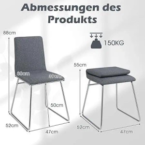 Costway Esszimmerstühle 2er Set mit Klappbarer Rückenlehne