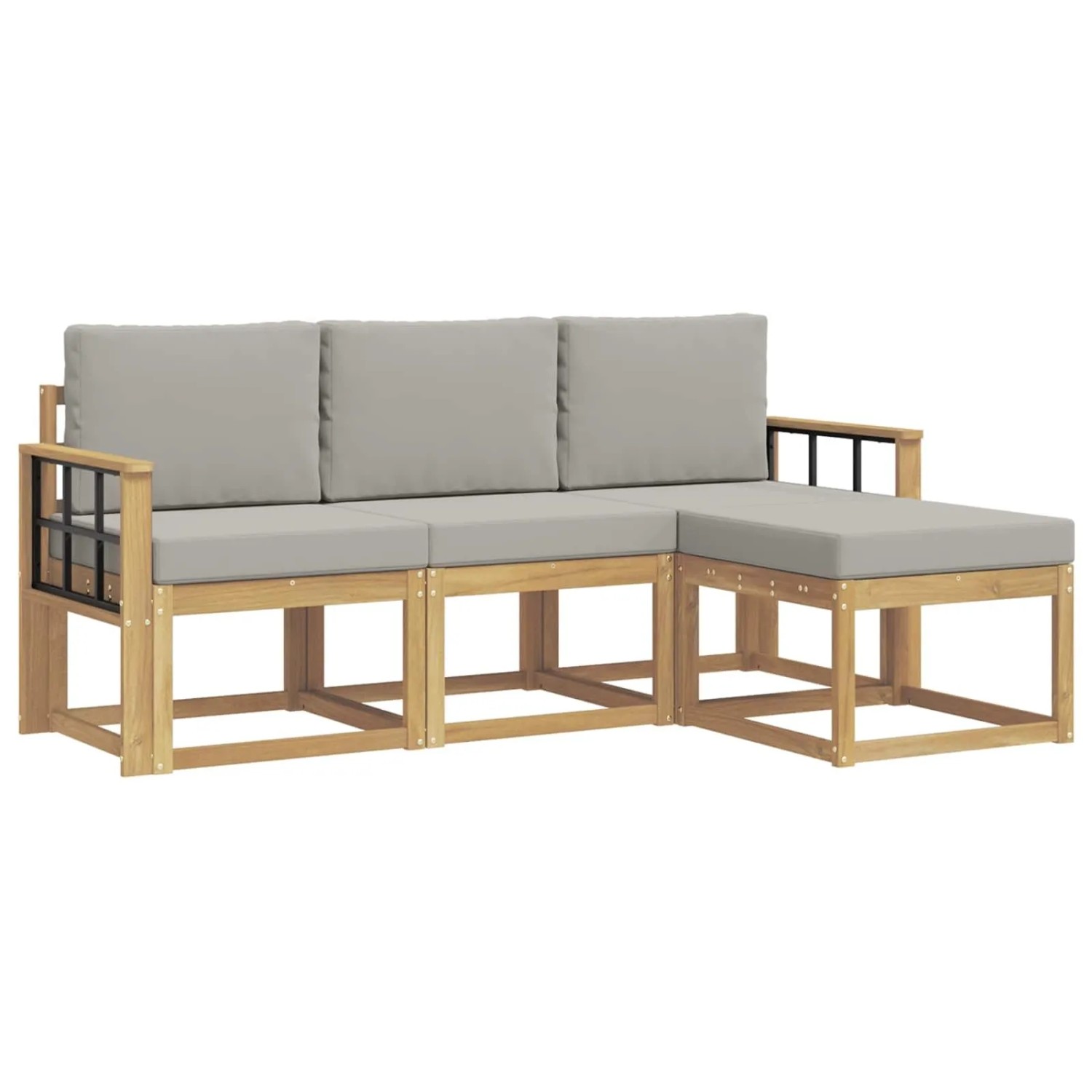 vidaXL Outdoor-Sofagarnitur 4-Tlg Weiß und Hellgrau 3387465