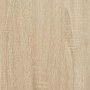 Helle Sonoma-Eiche Holzoptik des Schuhschranks. Detail der Maserung auf dem Holzwerkstoff.