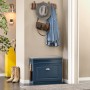 SoBuy Schuhbank Schmal mit Klappe Garderobenbank mit Sitzkissen Blau FSR82-K-B_2