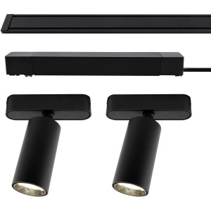 Brilliant LED-Schienensystem Basis-Set 2 Click & Shine mit Schiene, Netzteil und zwei schwarzen Spots.
