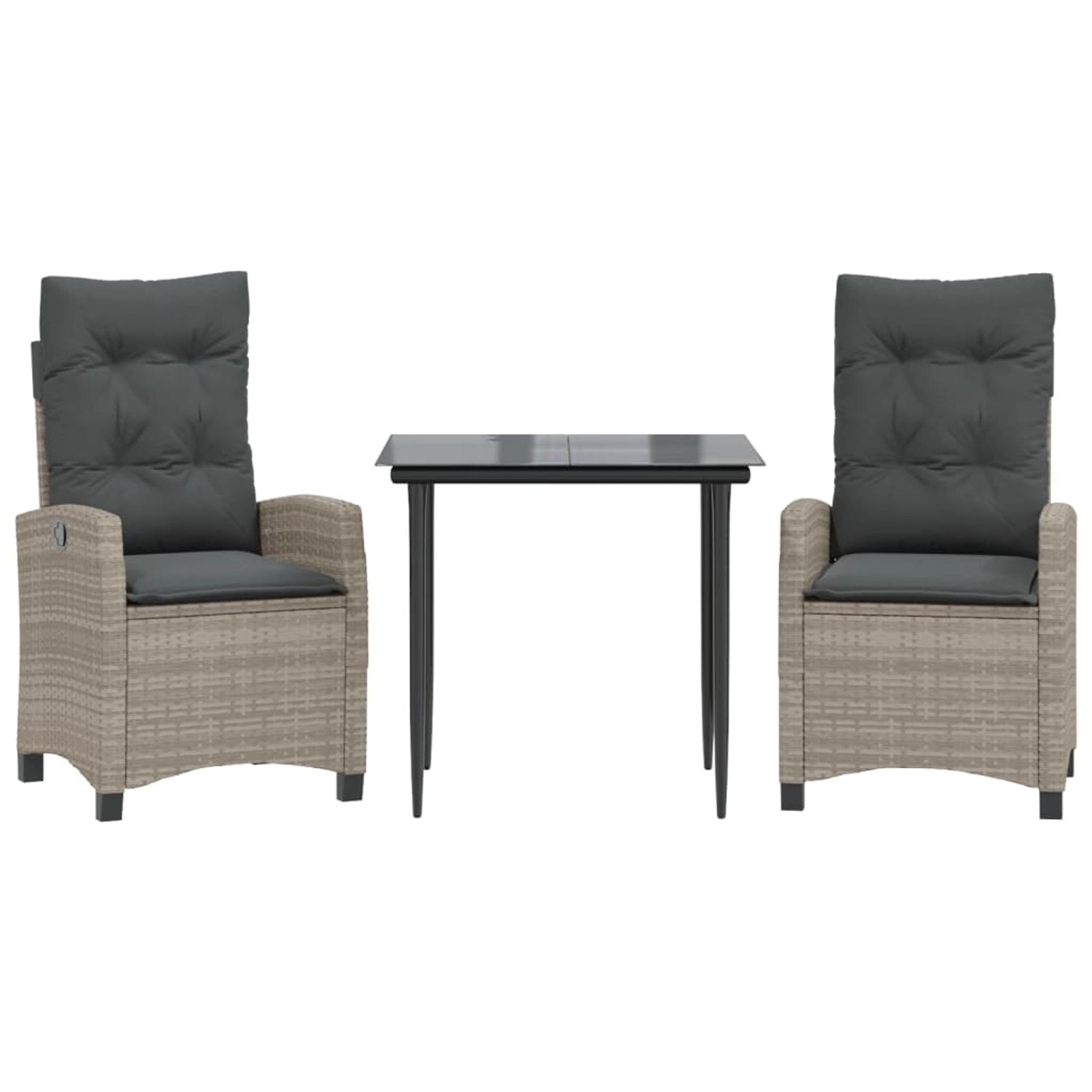 vidaXL 3-Tlg Garten-Essgruppe mit Kissen Hellgrau Poly Rattan 3212842 günstig online kaufen