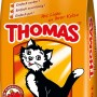 Thomas Klumpstreu im 20L Sack: Katzenstreu mit Cartoon-Katze auf orangefarbener Verpackung.
