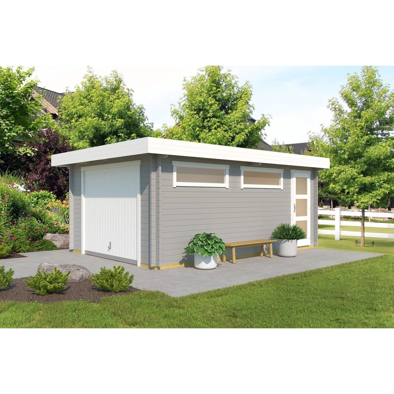 Lasita Garage Canberra Set mit Schwingtor 360 cm x 540 cm Lichtgrau