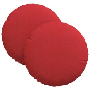 Zwei rote, runde vidaXL Sitzkissen aus Stoff. Ideal für gemütliche Innenräume.