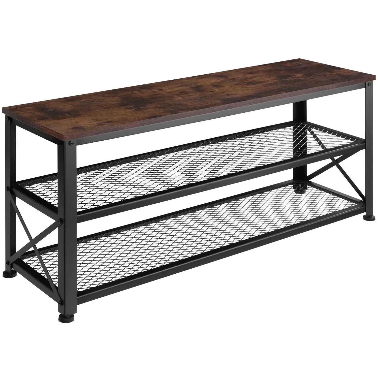 Tectake Schuhregal Blackpool Industrial Style Holz und Stahl  101 x 30 50 x 45 50 cm Industrial Holz Dunkel  Rustikal