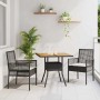 Schwarze 3-tlg. vidaXL Garten Essgruppe aus Poly Rattan mit Tisch und zwei Stühlen.