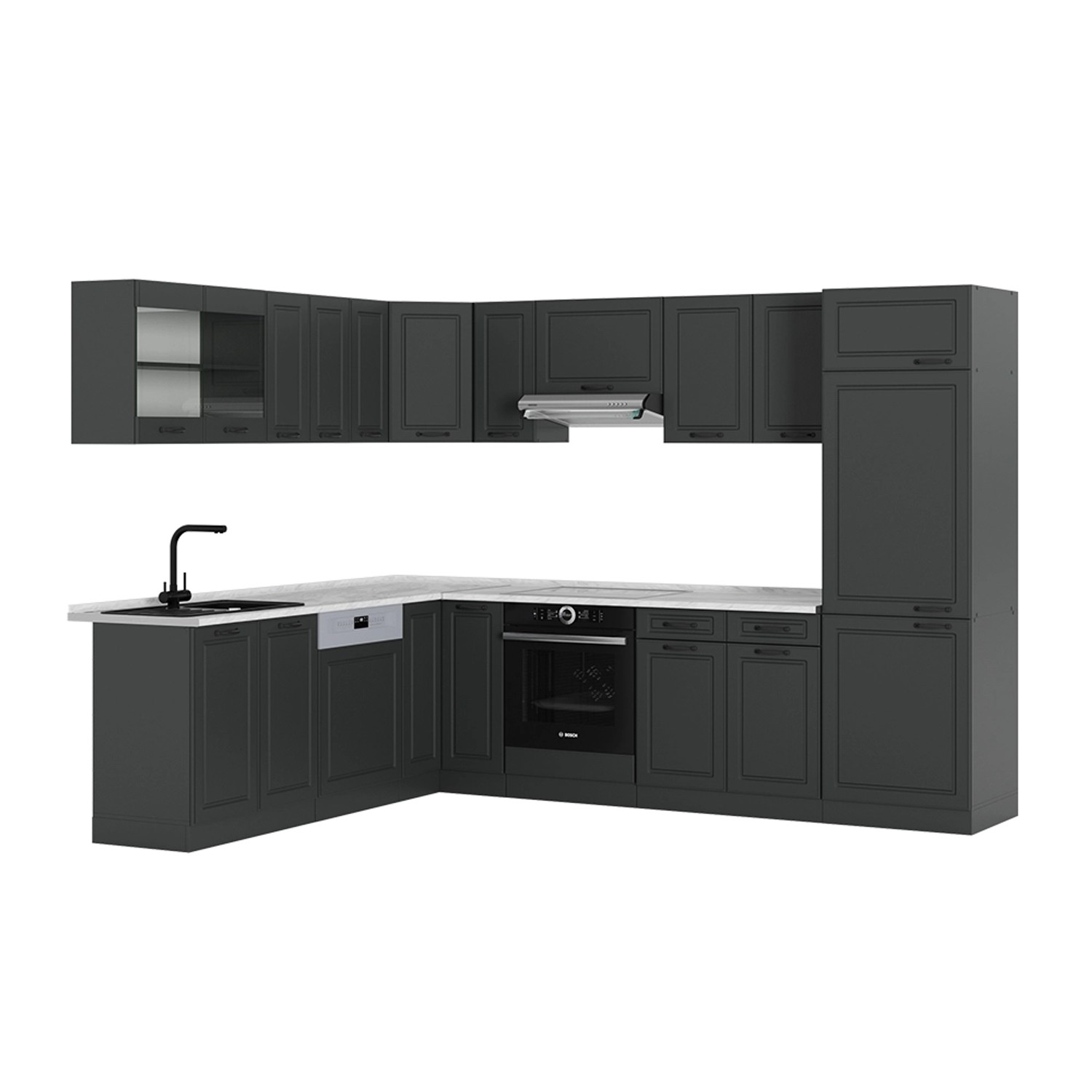 Vicco R-Line Eckküche Anthrazit Landhaus/Anthrazit 227 x 287 cm AP Marmor günstig online kaufen