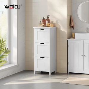 WOLTU Kommode Badezimmerschrank mit 3 Schubladen Mehrzweckschrank 32x81x30 cm
