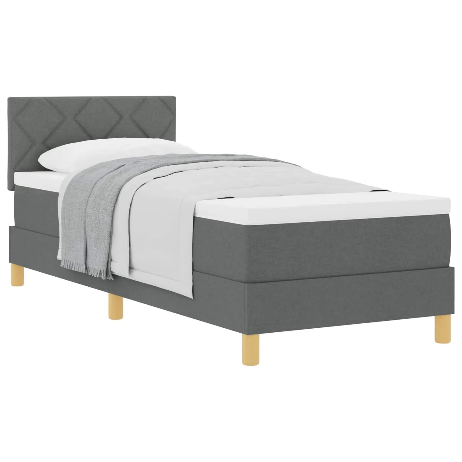 vidaXL Boxspringbett mit Matratze Dunkelgrau 80 x 200 cm Stoff 3338952