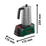 Bosch Akku-Espressokocher EasyMoka 18V-2 Inox aus Edelstahl, silber, mit grün-schwarzer Basis für Kaffee.