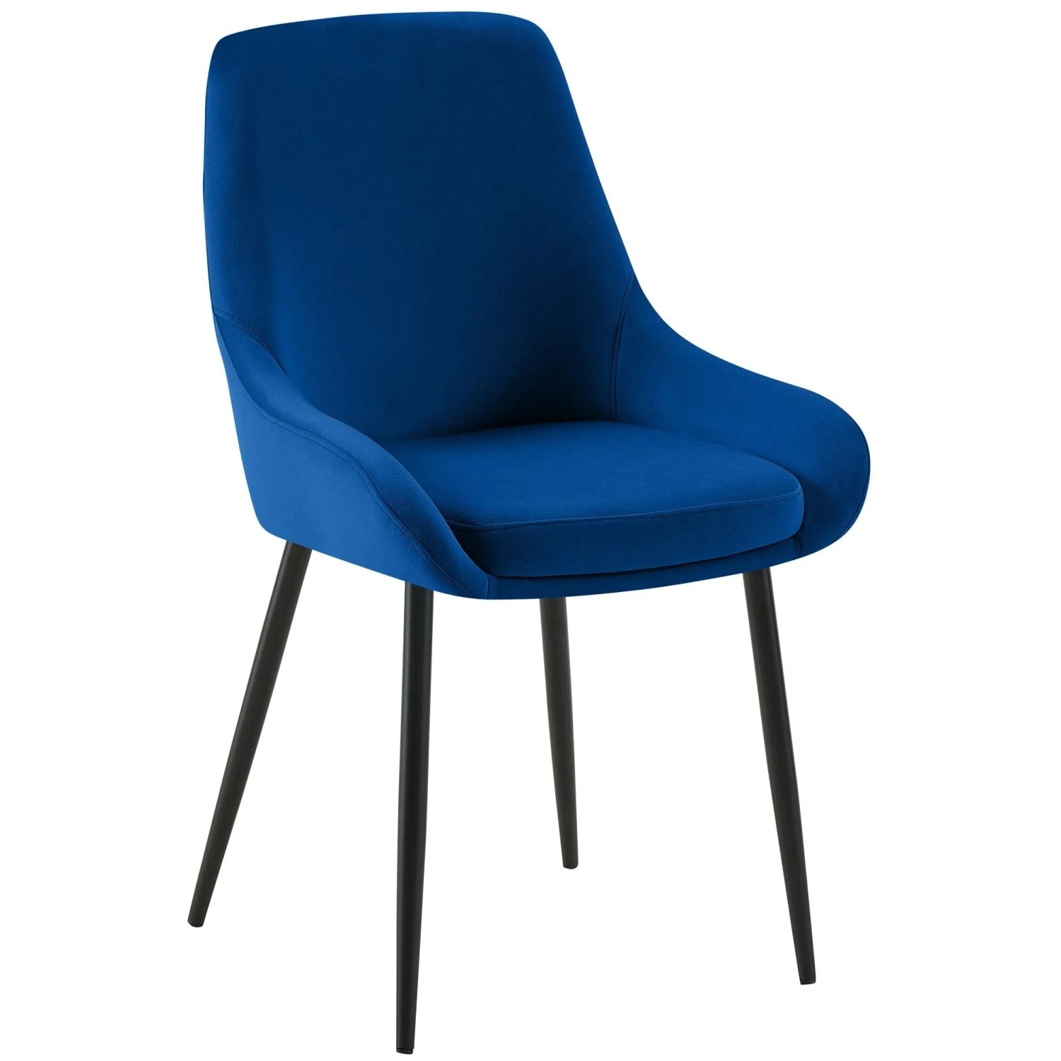 DELUKE Esszimmerstuhl PUNAR Samt Dunkelblau 50x53x86cm Schwarz Essstühle Esszimmerstühle Küchenstühle Wohnzimmerstühle