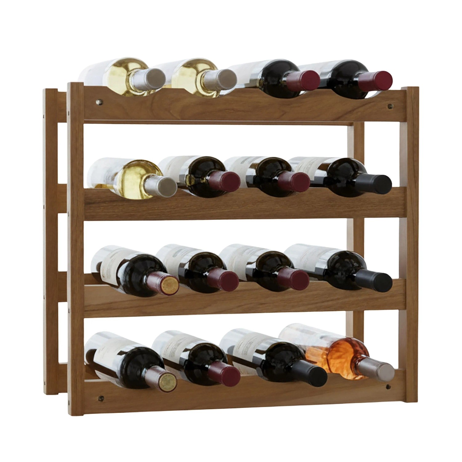 Relaxdays Weinregal Walnuss Natur für 16 Flaschen 38 cm x 42 cm x 21 cm