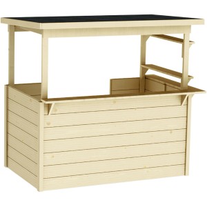 Soulet Kinderspielhaus Playa aus Holz, 118x131x83cm, mit Dach und Theke für Kinder von 3-12 Jahren.