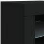 Schwarzer vidaXL Beistellschrank mit LED-Beleuchtung und Glasablage.