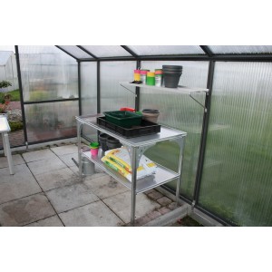 KGT Universal-Aluminium-Tisch für Gewächshaus, 120x64x80cm, mit zwei Ablagen.