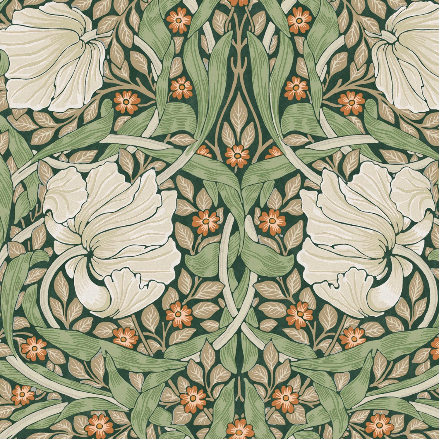 William Morris at Home Vliestapete Pimpernel 10 m x 52 cm Grün FSC® günstig online kaufen