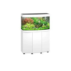 Juwel Vision 180 LED Aquarium-Kombination, 180 l, weiße Ausführung mit gebogener Frontscheibe.