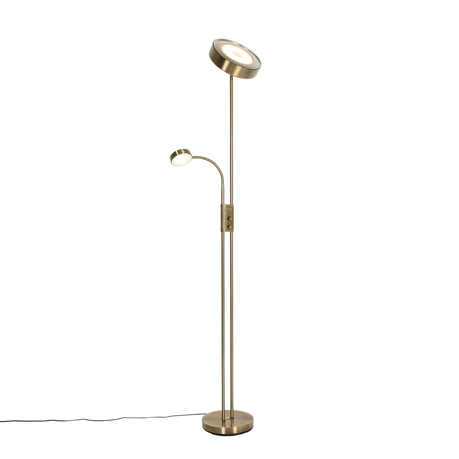 QAZQA Bronzene Stehleuchte inkl  LED und Dimmer mit Leselampe Kelso