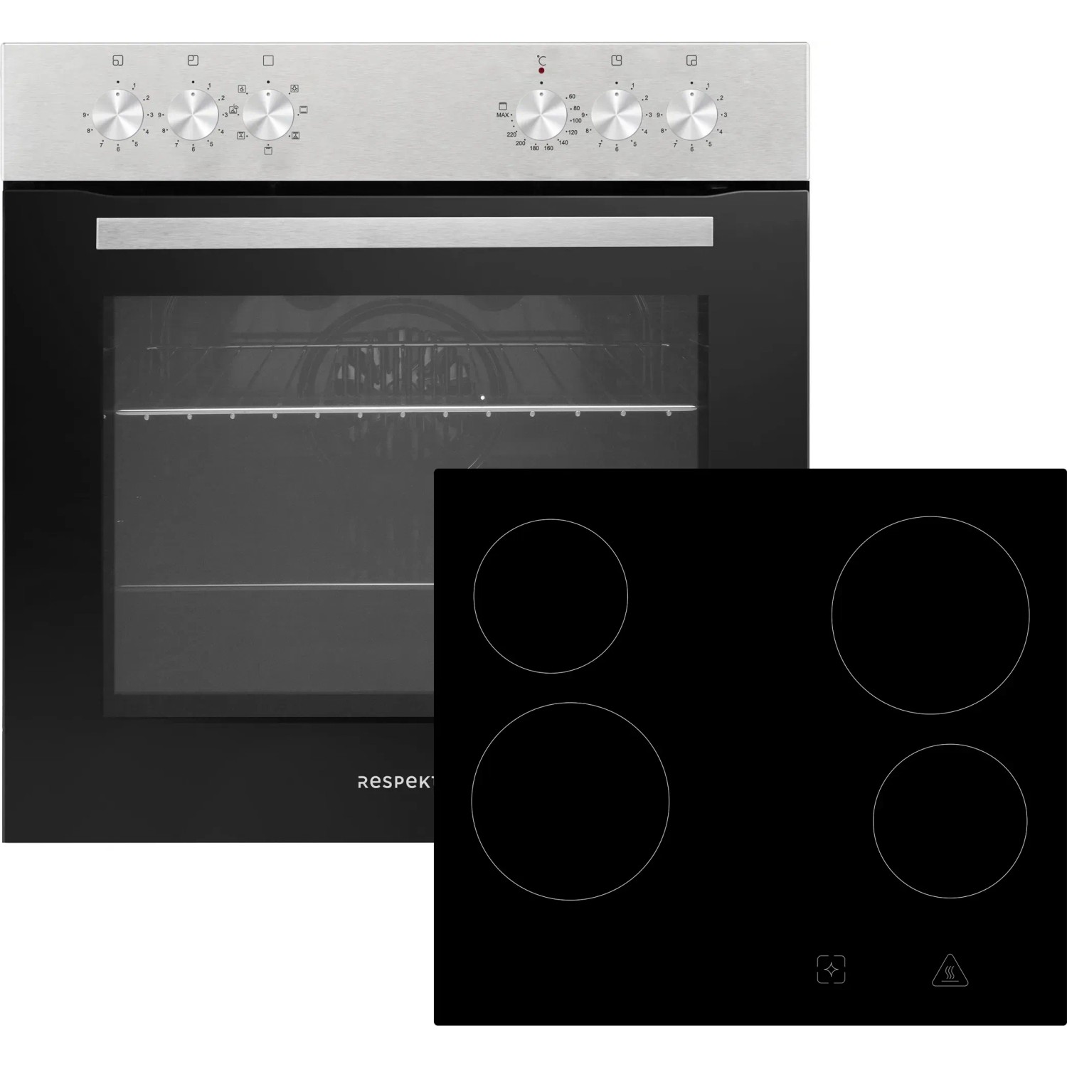 Respekta Einbauherd-Set: Backofen und Glaskeramikkochfeld für die Küchenzeile KB270BGEC.