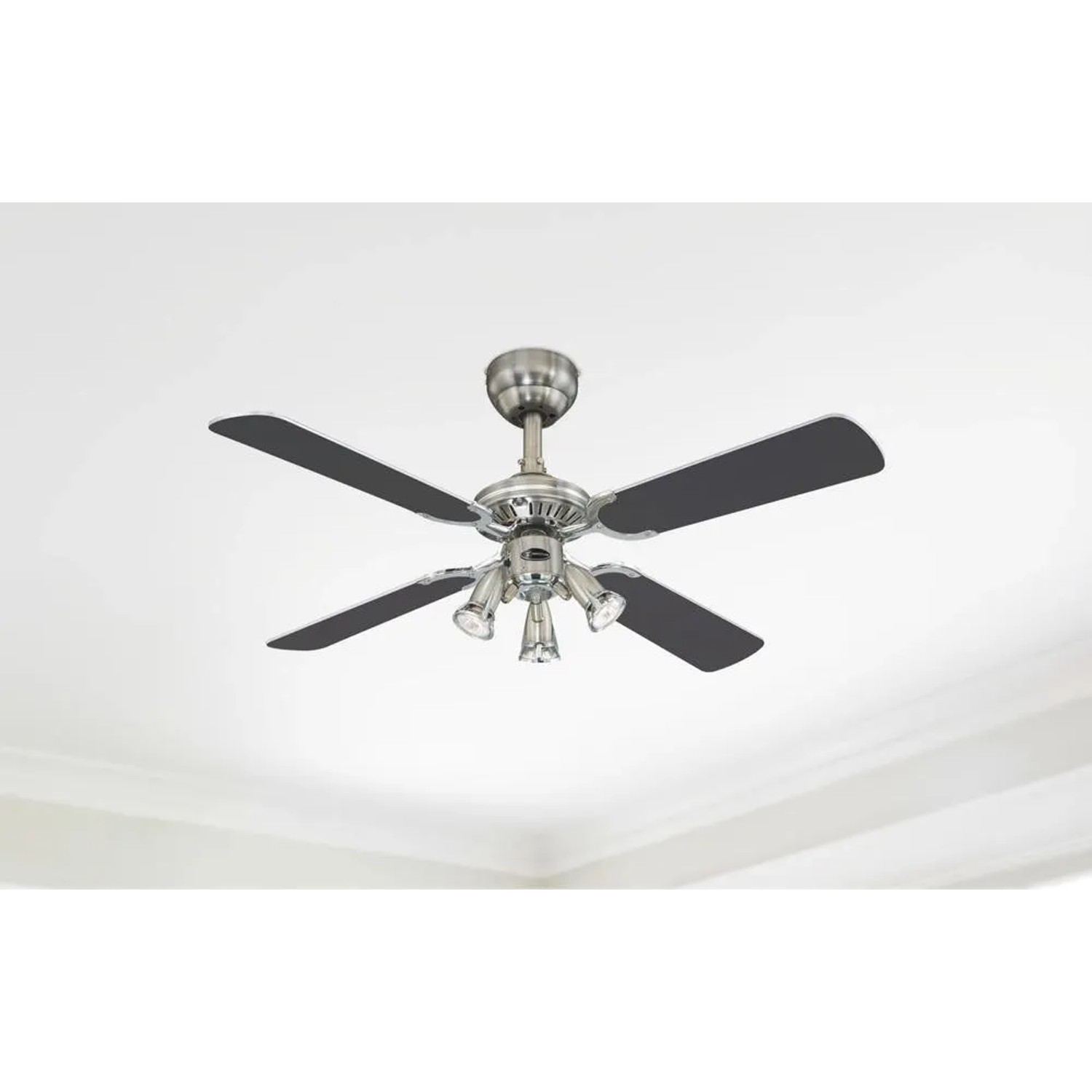 Westinghouse Deckenventilator Princess Euro, 105 cm, Zinn-Optik mit Beleuchtung und Zugketten.