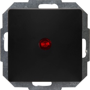 Kopp Kontrollschalter Paris, mattschwarz mit roter Glimmlampe.
