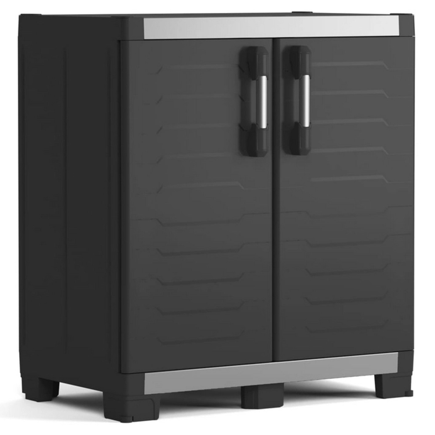 Keter Niedriger Lagerschrank Garage XL Schwarz und Silbern 99 cm günstig online kaufen