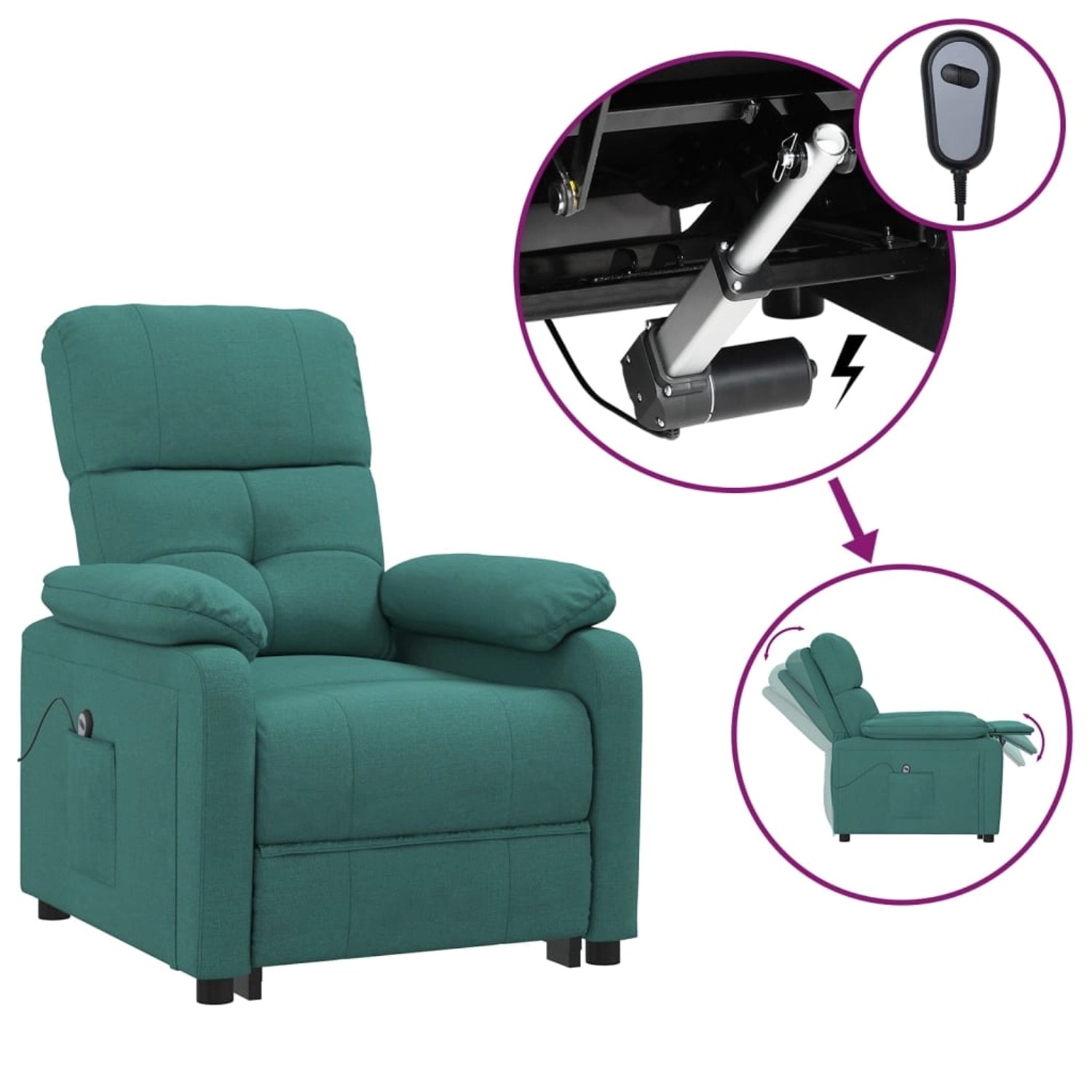 vidaXL Relaxsessel Elektrisch Dunkelgrün Stoff 3073808 günstig online kaufen
