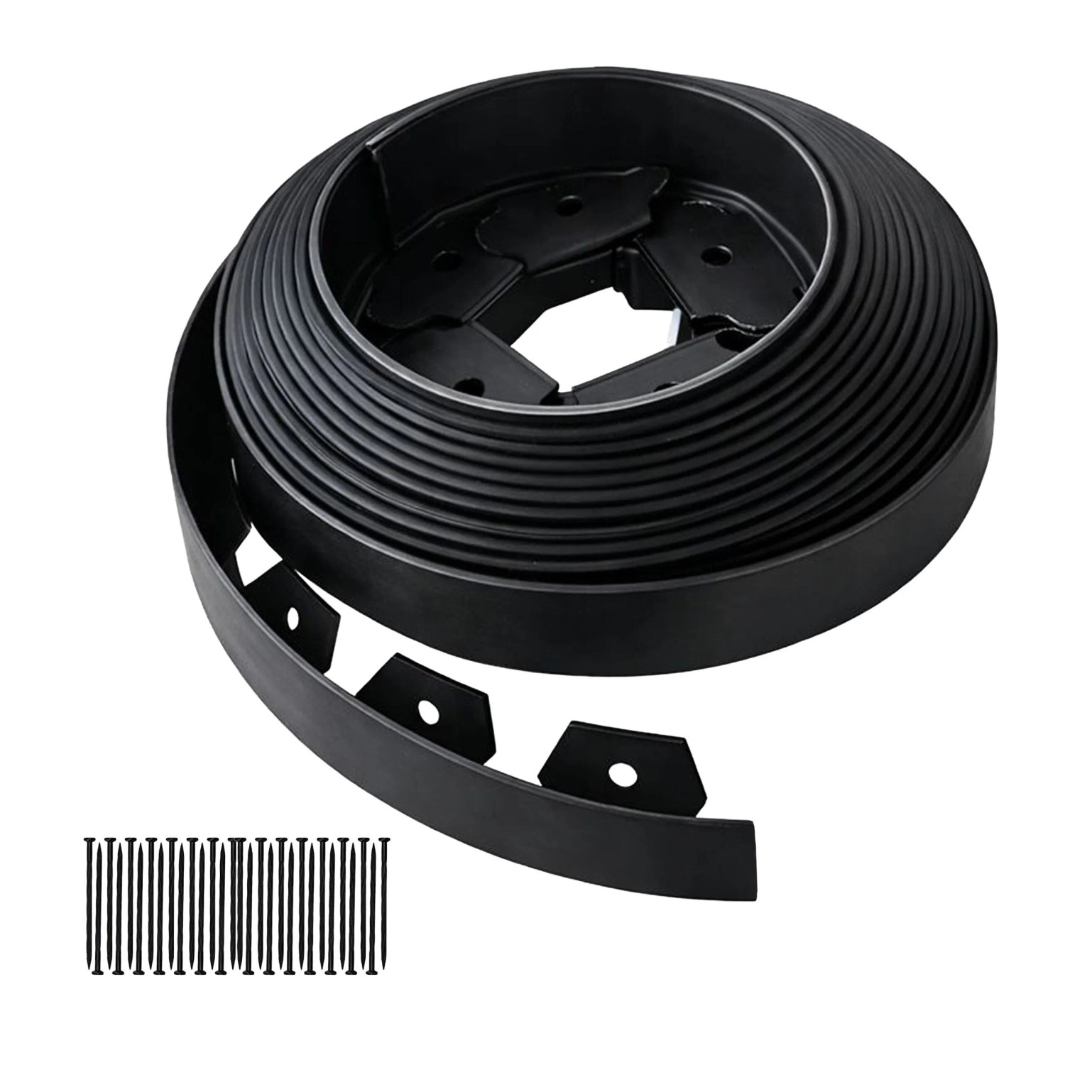 Relaxdays Rasenkante Kunststoff Schwarz Flexibel 10 m x 5 cm 2,5 kg
