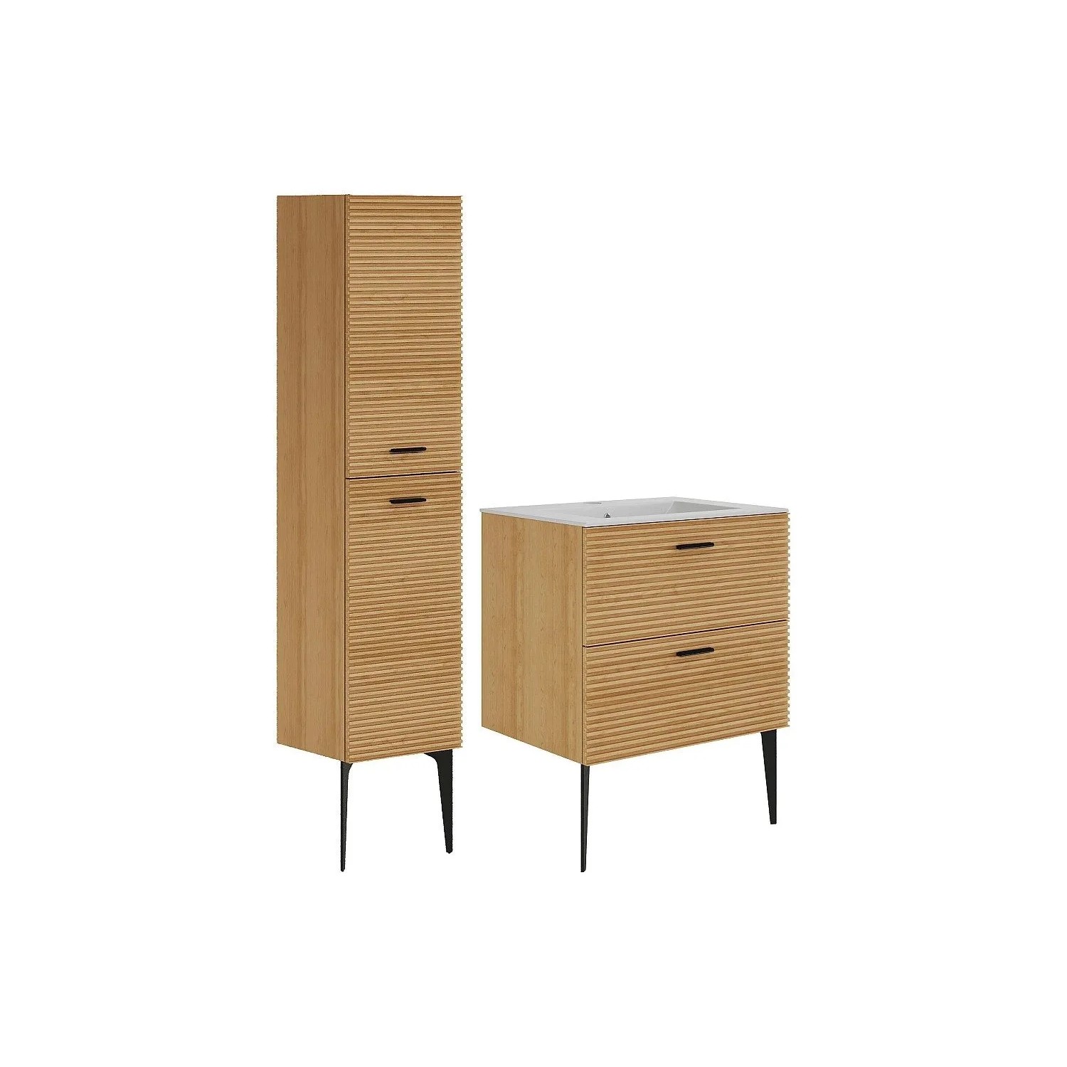 Vente-unique Badmöbel-Set Sarone Naturfarben Hell 60 cm