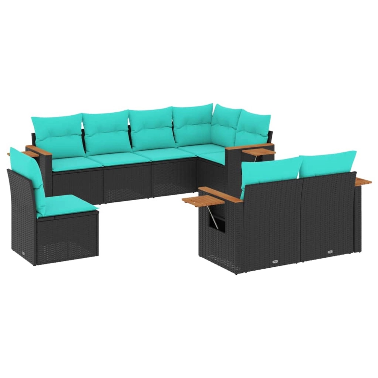 vidaXL 8-Tlg Garten-Sofagarnitur mit Kissen Schwarz Poly Rattan 3227002 günstig online kaufen