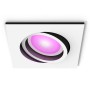 Eckiger, weißer Philips Hue LED-Einbauspot Centura mit farbiger Beleuchtung.