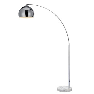 Teamson Home Bogenlampe in Chrom-Silber mit Marmorfuß für stilvolle Beleuchtung.