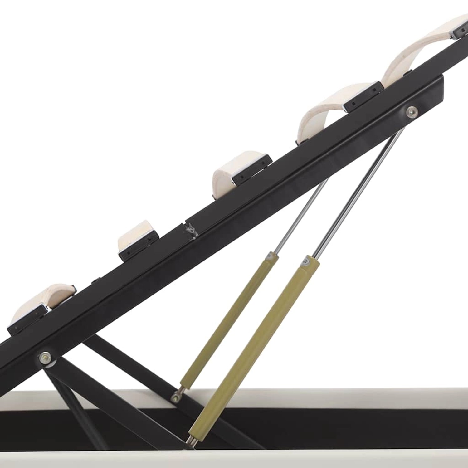 Detailansicht Stauraumbett: Hydrauliksystem zum Anheben des Lattenrosts.