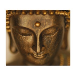 Banjado Herdabdeckplatte aus Glas mit Buddha Motiv, 60x52cm, auch als Schneidebrett nutzbar.