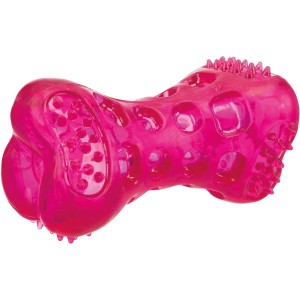 Pinker Jollypaw Knochen aus TPR, 11 cm, robustes Hundespielzeug mit Noppen.