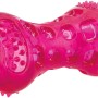 Pinker Jollypaw Knochen aus TPR, 11 cm, robustes Hundespielzeug mit Noppen.