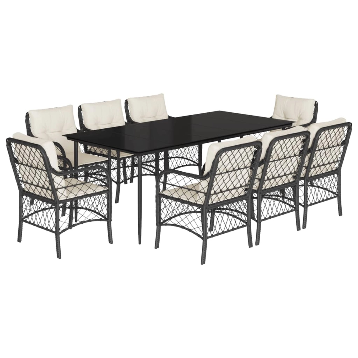 vidaXL 9-Tlg Garten-Essgruppe mit Kissen Schwarz Poly Rattan 3212088 günstig online kaufen