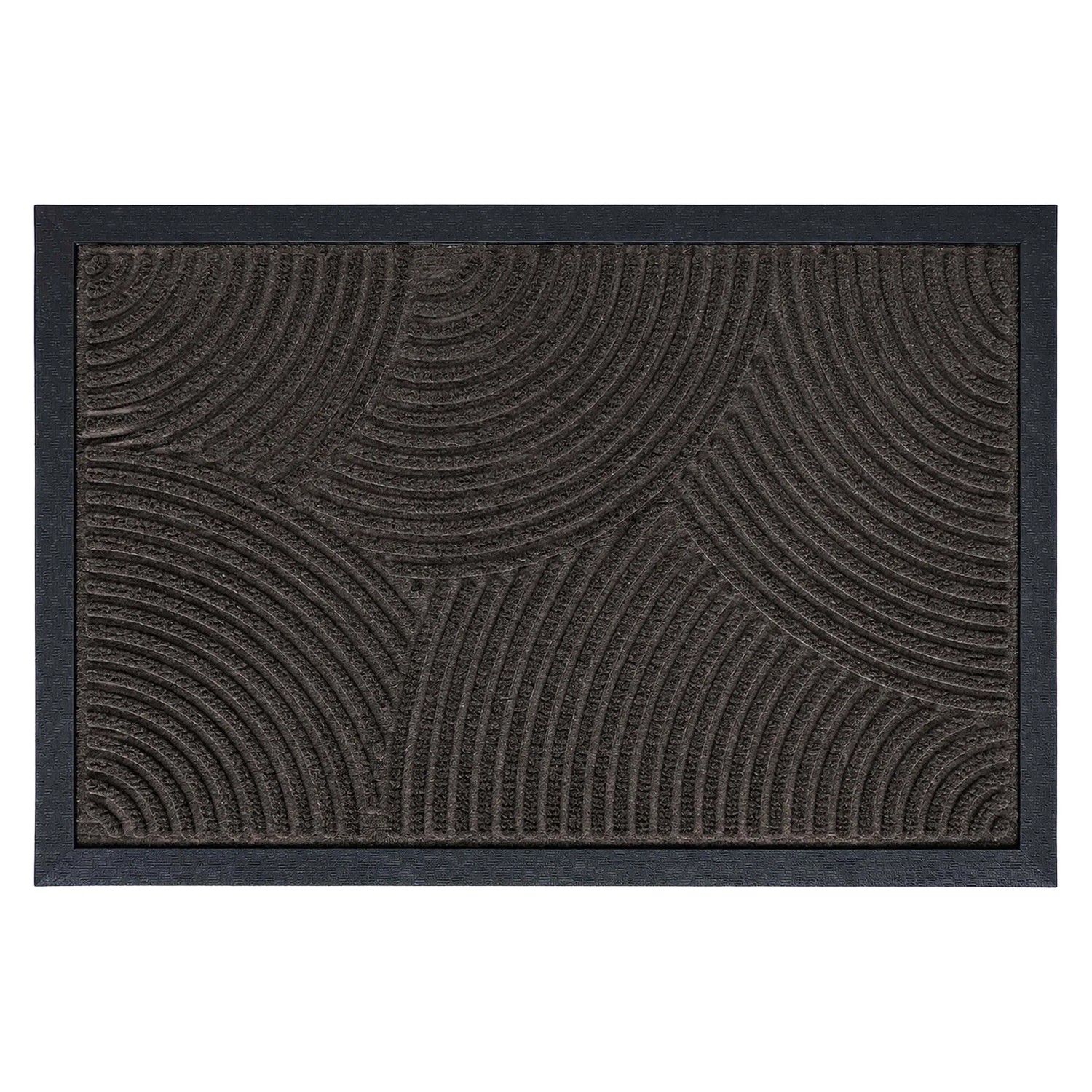 Relaxdays Fußmatte Polypropylen Schwarz Wellen Rutschfest 60 cm x 40 cm x 1 cm 1,4 kg