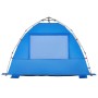 Blaues vidaXL Strandzelt für 2 Personen mit Quick-Release-System und Fenster.
