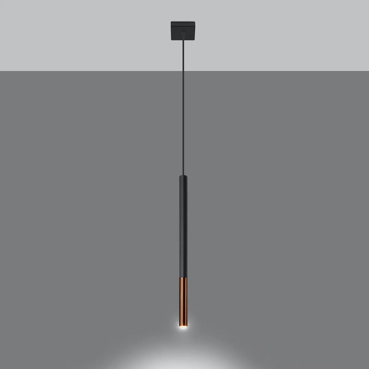 Moderne Hängeleuchte Mozaica in Schwarz/Kupfer. Schlankes Design für Wohnzimmer & Schlafzimmer.