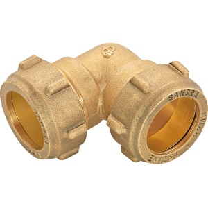 Klemmring-Winkel aus Messing, 52 mm, für Trinkwasser-, Heizungs- und Solaranlagen.