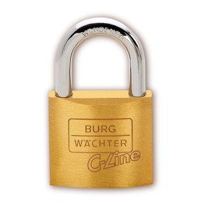 Burg Wächter Zylinder-Vorhangschloss C-Line 222 30 SB aus Messing mit Stahlbügel.