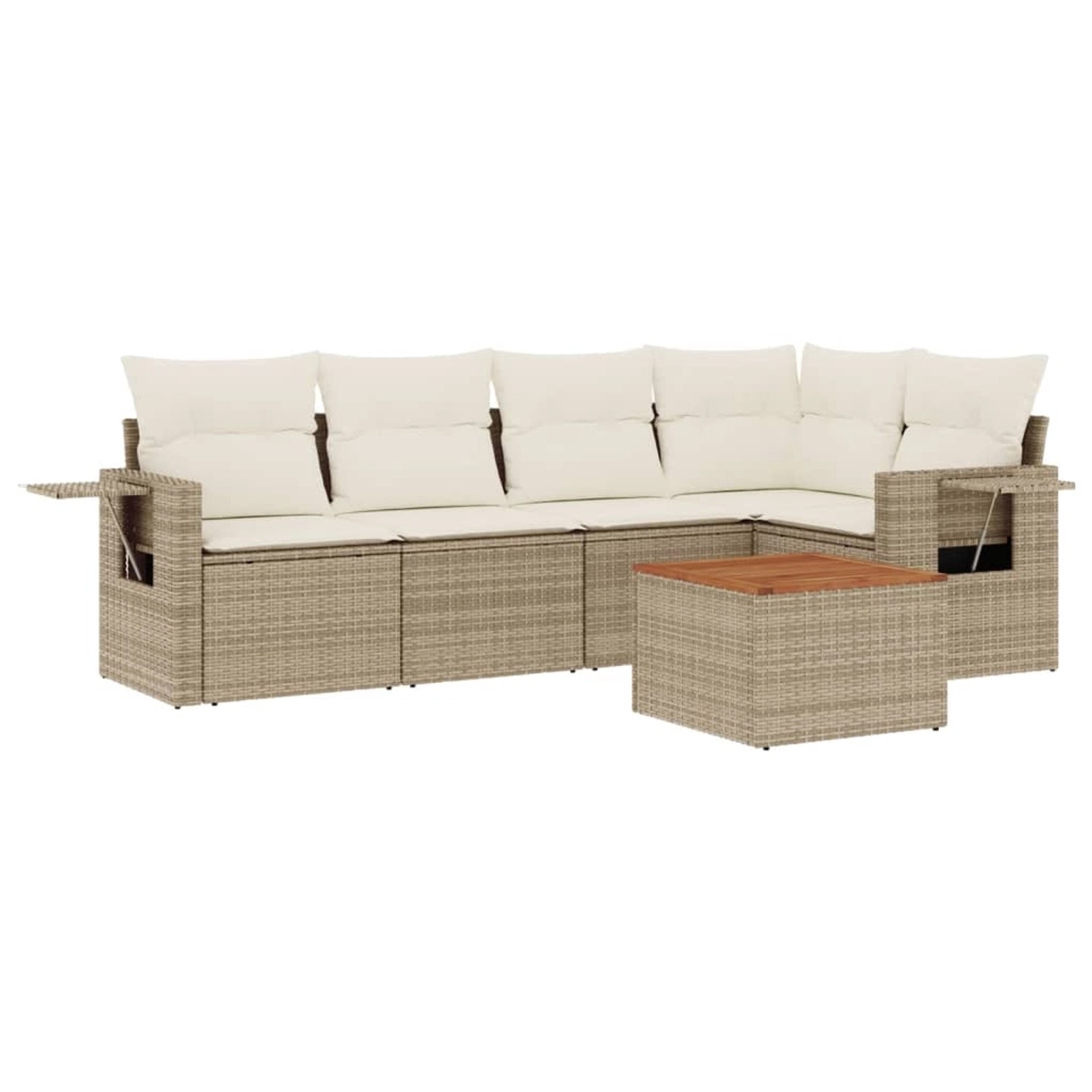 vidaXL 6-Tlg Garten-Sofagarnitur mit Kissen Beige Poly Rattan 3256884 günstig online kaufen
