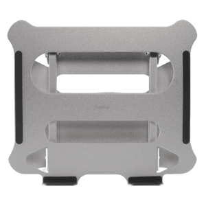 Hama Laptop-Stand aus Alu, höhenverstellbar und neigbar in Silber für ergonomisches Arbeiten.