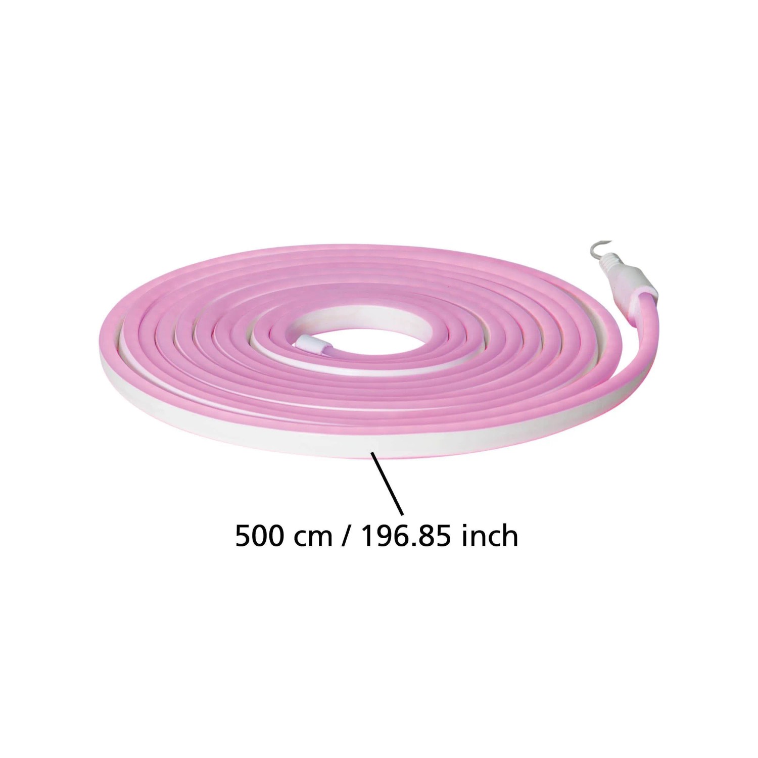 Aufgerolltes, pinkes Eglo LED-Leuchtband Flatneonled, 500 cm lang, für den Außenbereich.